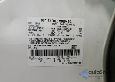 2021 Ford Edge Titanium from USA, damaged, VIN 2FMPK4K9XMBA20932